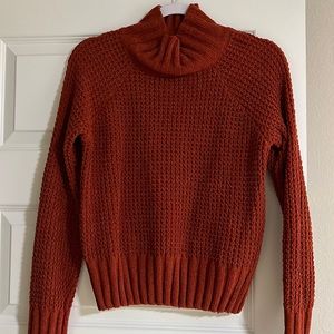 knitted burnt orange turtleneck sweater
